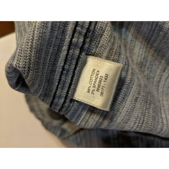 CJ Banks Denim Skirt Sz 8 Blue White Striped Jean Pinstriped Christopher Modest - Picture 5 of 6